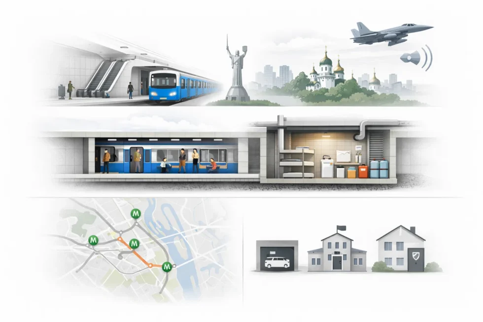 Does the Kyiv metro operate during air raid alerts and where shelters are located