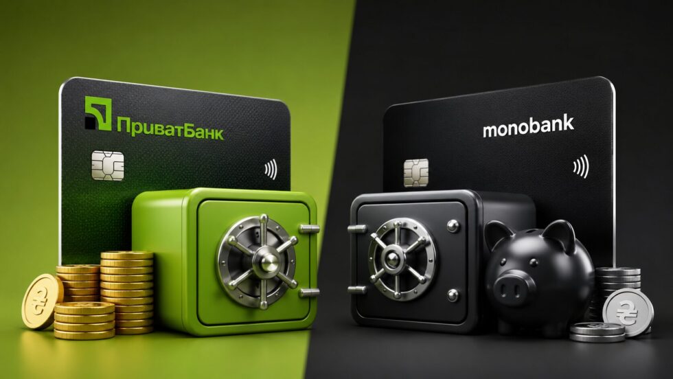 ПриватБанк чи Monobank 2026: де вигідніше зберігати гроші, ставки, гарантії, кешбек і ризики. Повне порівняння рахунків, депозитів і безпеки коштів в Україні.
