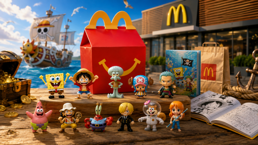 McDonald’s в Україні запустив Хеппі Міл «Губка Боб» x One Piece: 12 іграшок, дати акції, ціни набору й окремих фігурок, книжка замість іграшки та адреси ресторанів, де шукати колекцію. До 23 вересня.