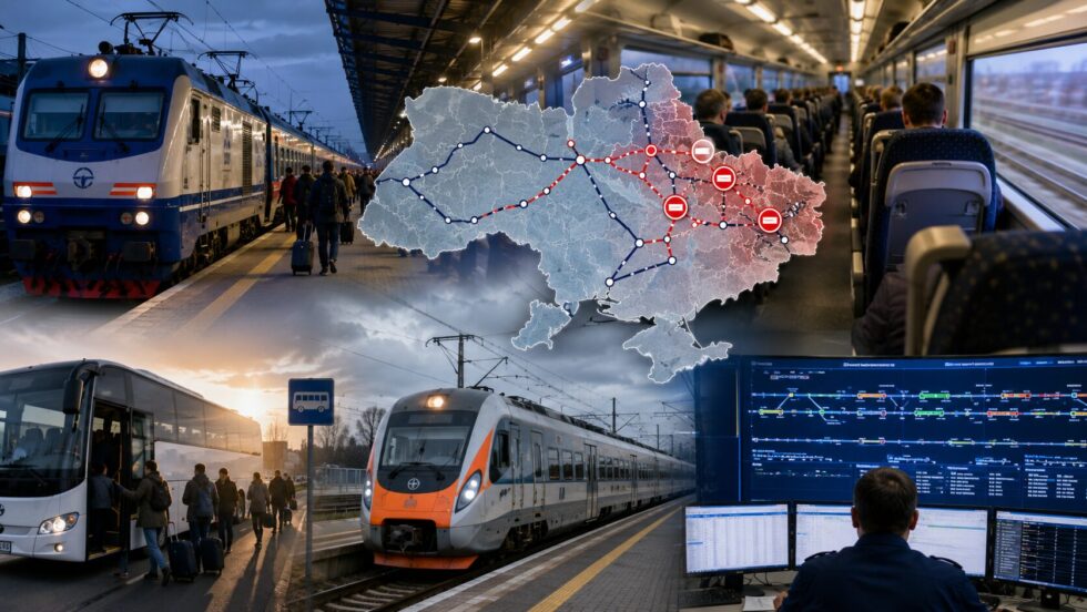 Укрзалізниця змінила маршрути поїздів через безпекову ситуацію. Де працюють автобусні трансфери, хто їде електричками без доплати та які рейси затримуються 9 серпня.