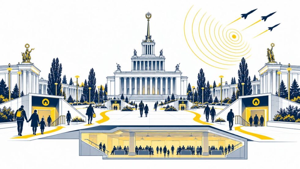 На ВДНГ облаштовують шість нових укриттів у павільйонах №4, 6, 7, 8, 10 і 15. Де вже працюють укриття, скільки людей вони вмістять та як заздалегідь знайти маршрут.