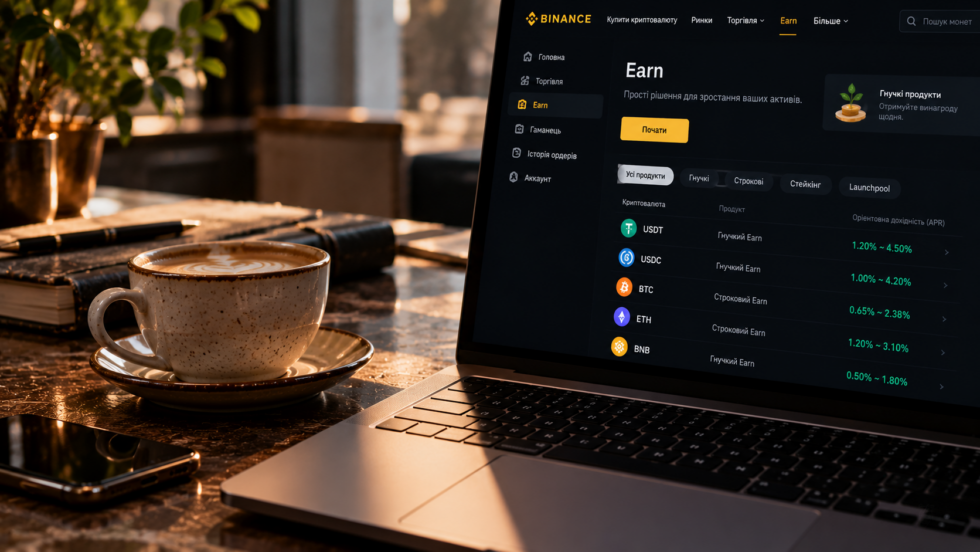 Криптовалютні депозити в Україні: як працюють Binance Earn, USDT, стейкінг і криптокешбек, які ліміти депозиту діють, як купити криптовалюту за гривні, вивести гроші через банк і не порушити податкові правила.