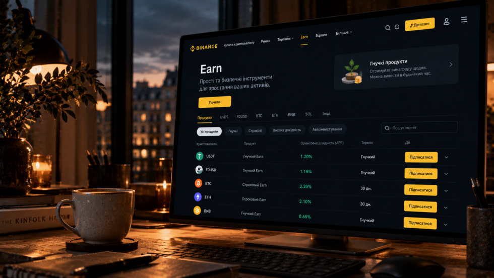 Криптовалютні депозити в Україні: як працюють Binance Earn, USDT, стейкінг і криптокешбек, які ліміти депозиту діють, як купити криптовалюту за гривні, вивести гроші через банк і не порушити податкові правила.